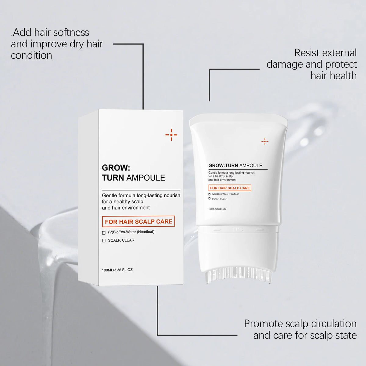 Scalp Care Serum with Built-in Massager Brush Nourishing Treatment Promotes Hair Growth & Reduces Hair Loss Repair Damaged Hair