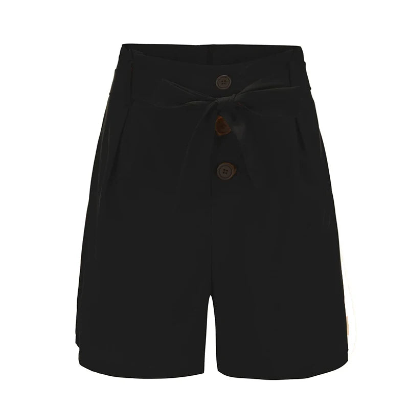 Y2K Solid Button Front Shorts Tie Waist Beach Summer High Waist Shorts Women's Clothing 2025