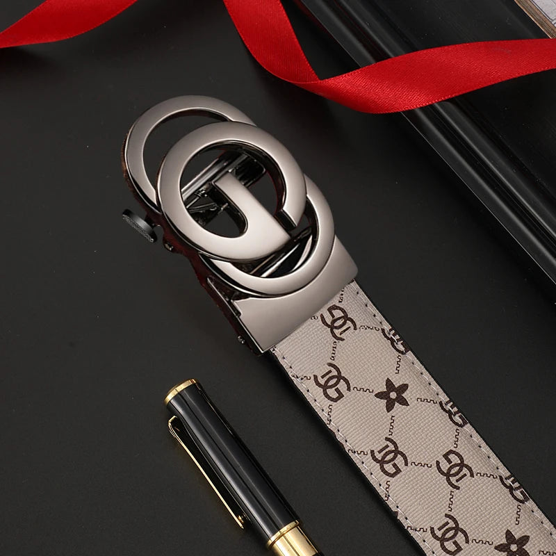 Men belt Genuine Leather Belt Metal Alloy Automatic Buckle Brand Luxury Design Waist Belts for Men Strap Male