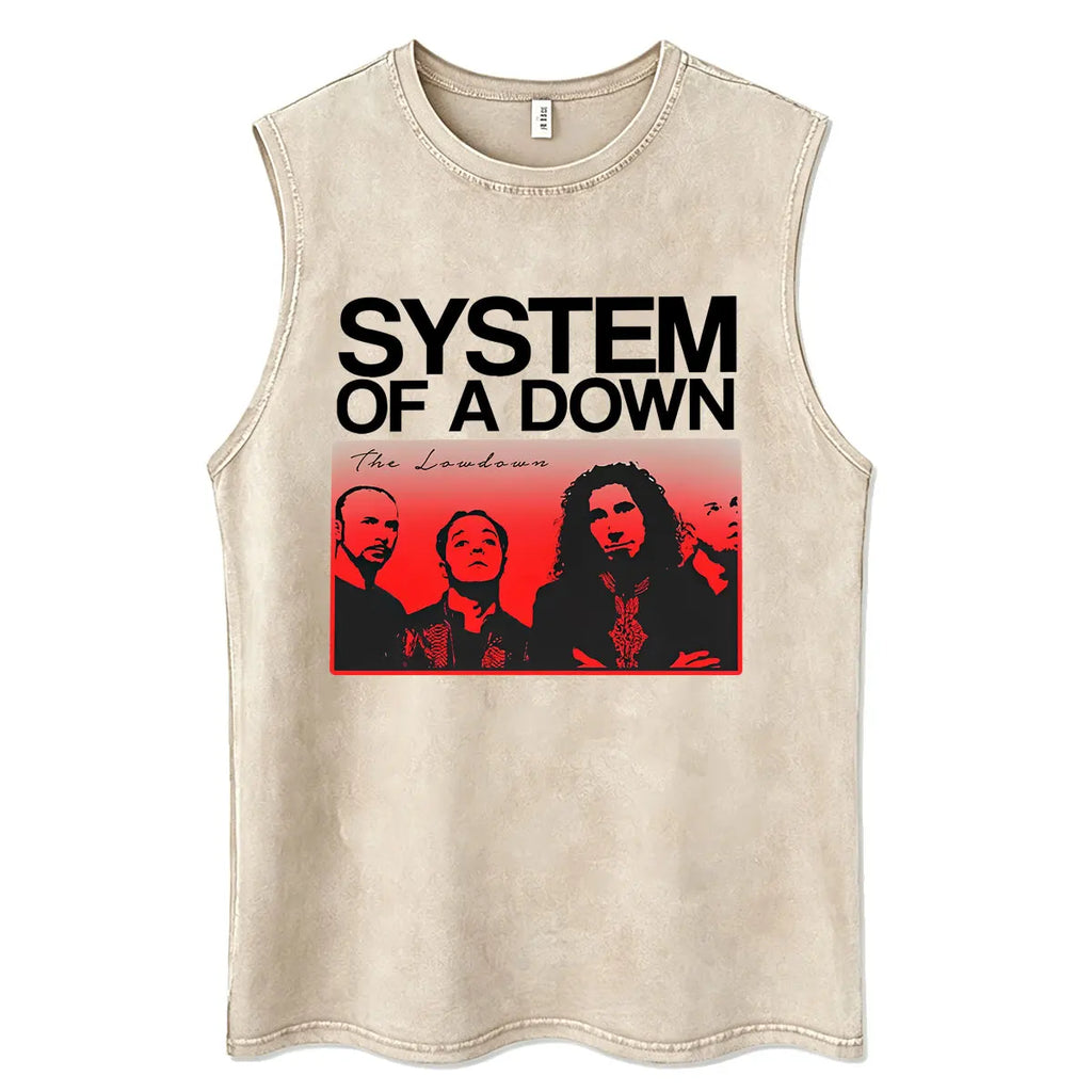 System of A Down Vintage Washed Tank Tops Men's Classic Rock Alternative Metal Sleeveless Vests T-shirt Male Oversized T Shirts