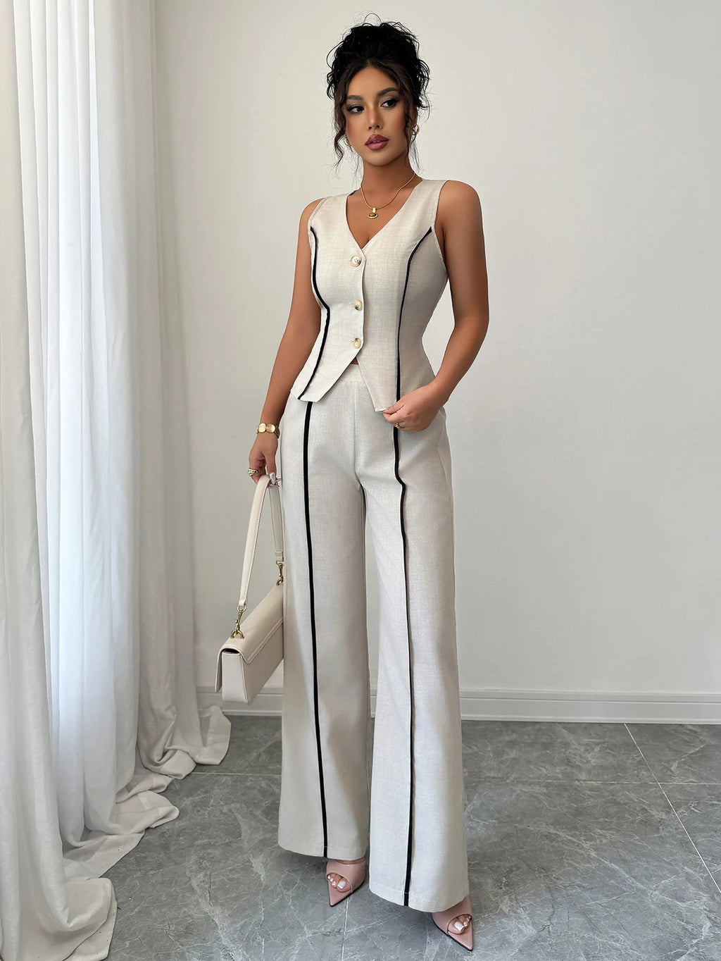 Women's 2026 Spring/summer Casual Chic Urban Hot Girl Color-block Sleeveless Blazer Set Wedding Dress Femme Clothes Lace Beach