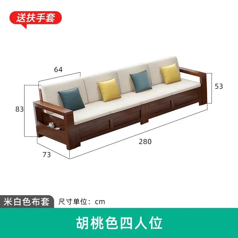 solid wood sofa simple modern living room winter and summer dual-purpose corner combination storage sofa