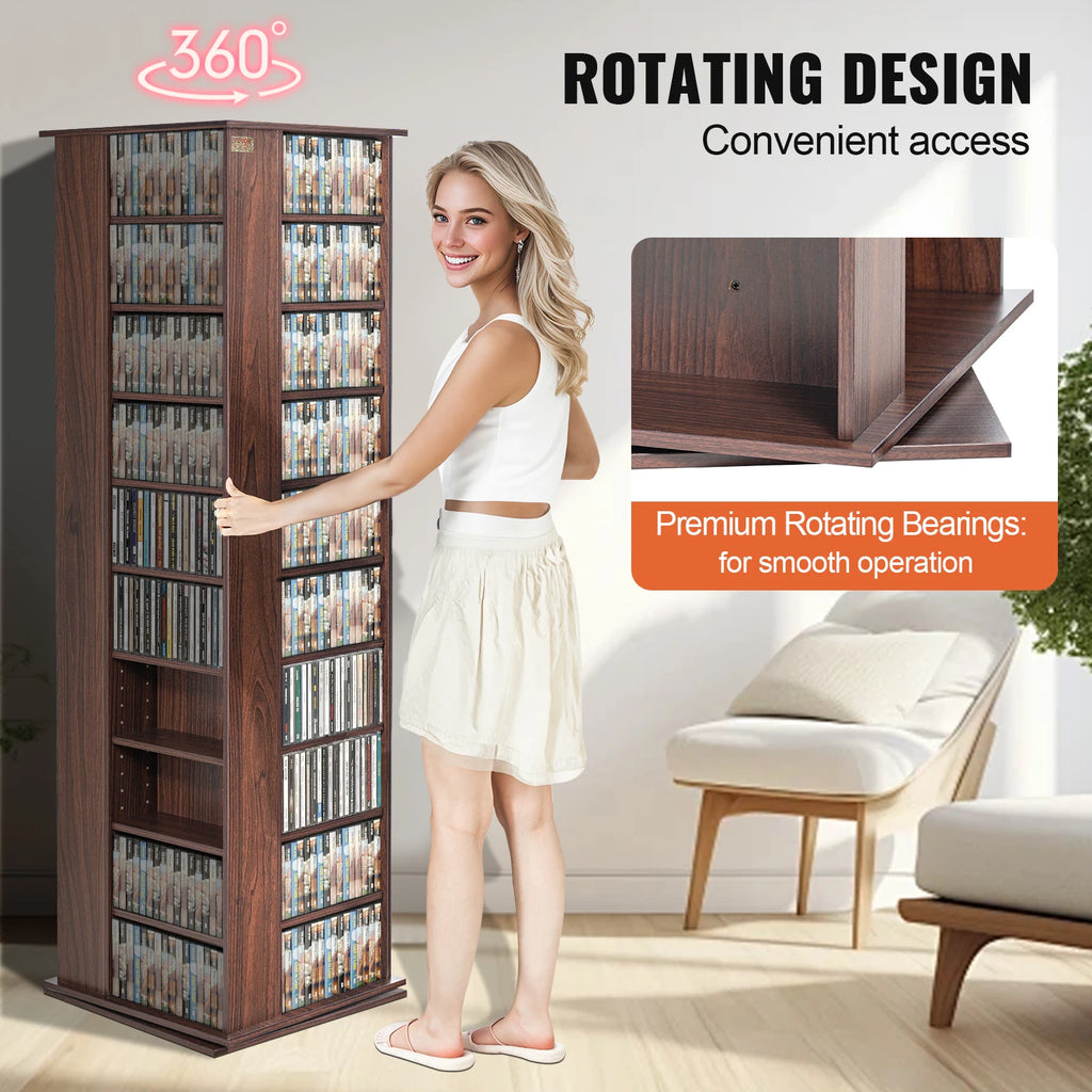SucceBuy Media Storage Cabinet Rotating Media Tower Protects And Organizes Music Movie Video Games CD or Memorabilia Collections