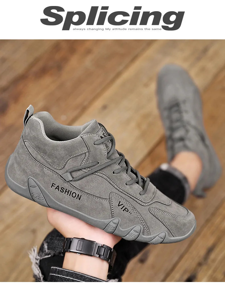 Men's Shoes New Fashion Breathable Non-slip Wear-resistant Outdoor Casual Mid-Top Lace-Up Sneakers
