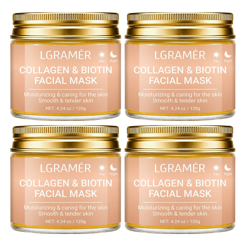 30g/60g/120g Collagen & Biotin Facial Mask,Day & Night Use, Moisturizing Hydrating, Make Skin Smooth Tender Daily Skin Care Mask