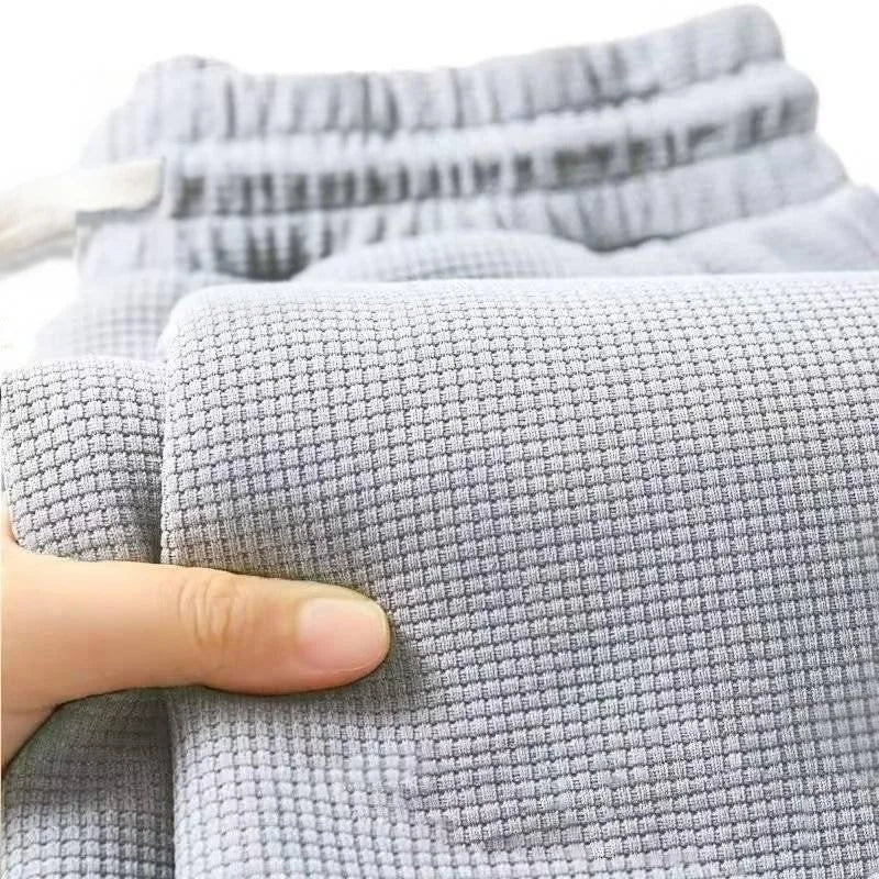 Men's Sweatpants 2026 New Men's Waffle Knit Sweatpants Loose Fit Joggers Casual Trousers Straight Leg Wide Leg Lounge Pants