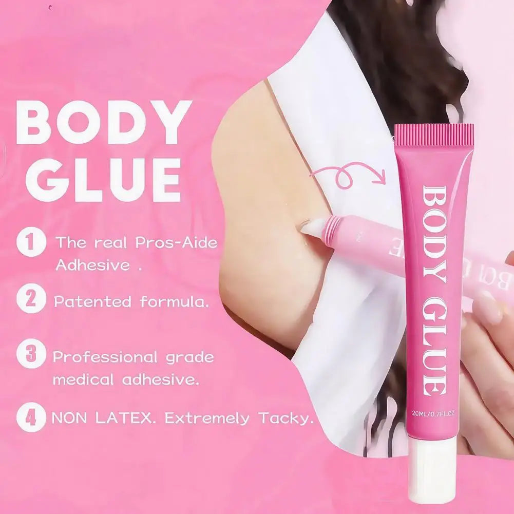 20ML Body Adhesive GlueSweat Proof Water Wash Skin Adhesive Tape Alternative Fabric Safe Liquid Glue for Strapless Dress Bras