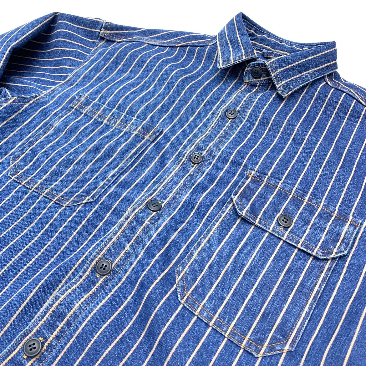 2025 Autumn New American Retro Heavyweight Striped Denim Shirt Jacket Men's 100% Cotton Washed Old Fashion Loose Casual Coat