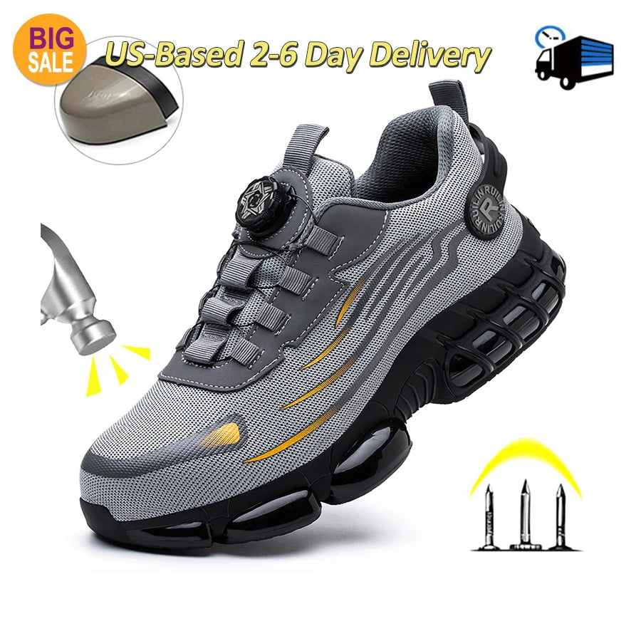 Indestructible Steel Toe Protective Safety Shoes Slip Resistant Abrasion Resistant Work Shoes Men Tough Comfortable Sneaker ﻿