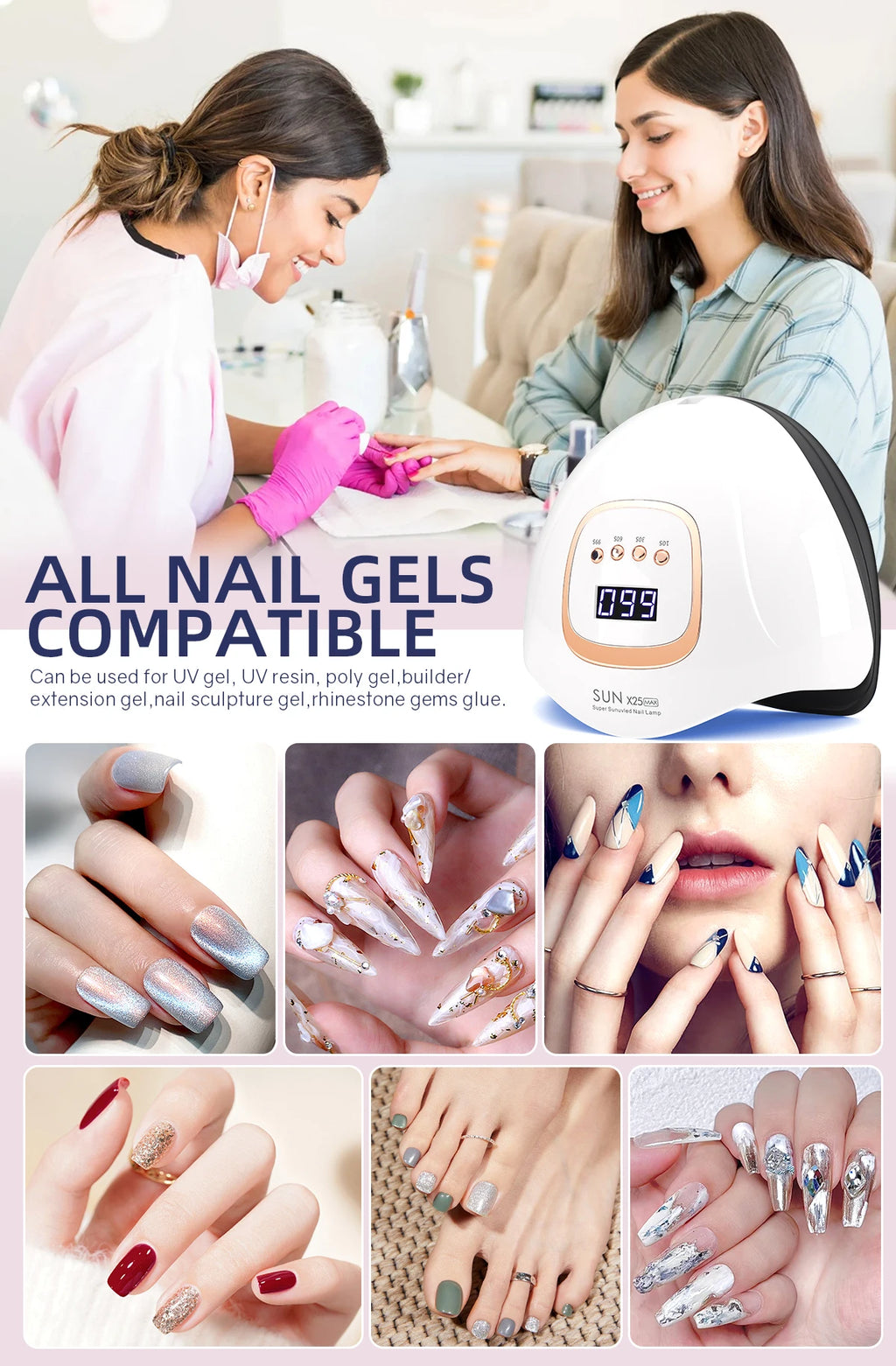 81LEDS UV Lamp for Nails Drying Quick Curing All Gel Nail Polish Professional Powerful UV Light Dryer Manicure  For Fingernails 10s/30s/60s/99s Timer LCD Screen