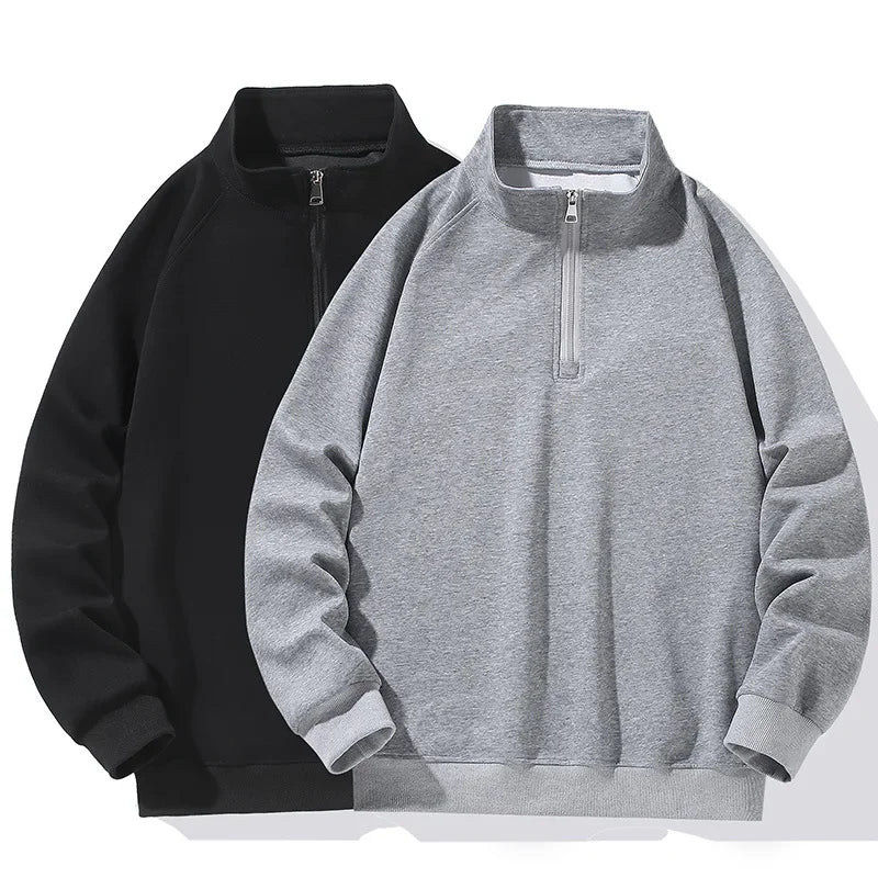 Big Size Clothing Store Sweatshirt Men Half Turtleneck Zip-up Long Sleeve Pullover Male Loose Fit Spring Autumn Large Plus 10XL
