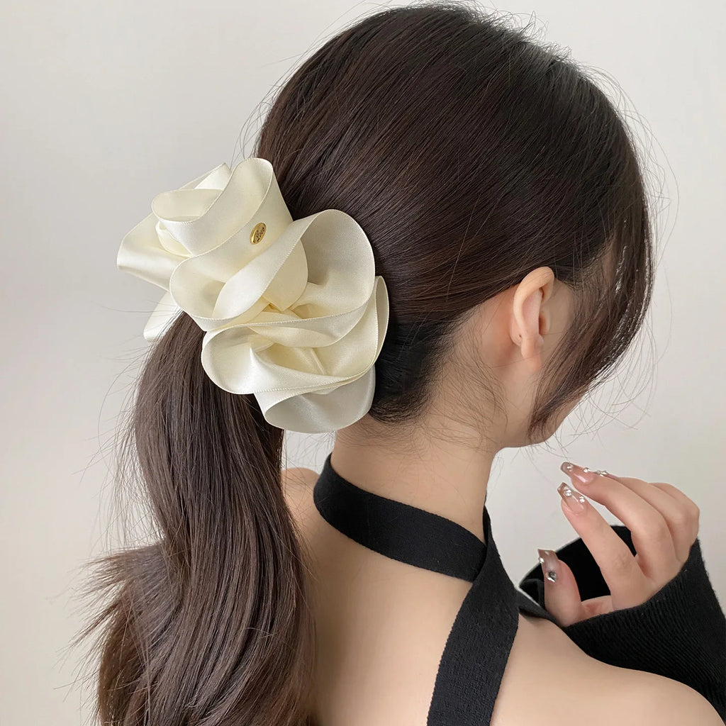 Lystrfac New Banana Clip Bow Hair Clips for Women Girls Back Head Double Layer Hairpin Horsetail clip Fashion Hair Accessories