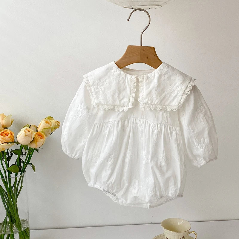 0-24M New Infant Baby Girls Jumpsuit Baby Romper Girls Embroidery Clothing Spring Cotton Long Sleeve Toddler Baby Girl Romper