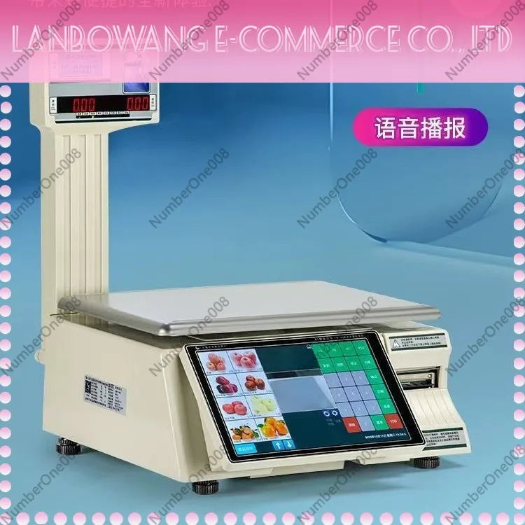 AI Smart Recognition Barcode Scale 30kg Label Printing Weighing Scale for Supermarket Fruit Store Retail POS Dropshipping