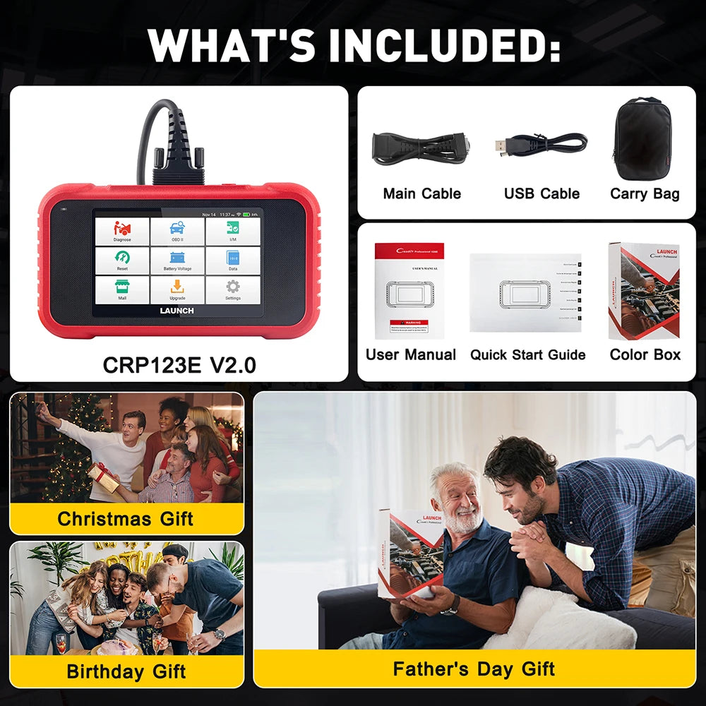 [Lifetime Free Update] 2026 LAUNCH X431 CRP123E V3.0 Car Diagnostic Tools ABS SRS AT ENG OBD2 Scanner Full OBD2 Functions