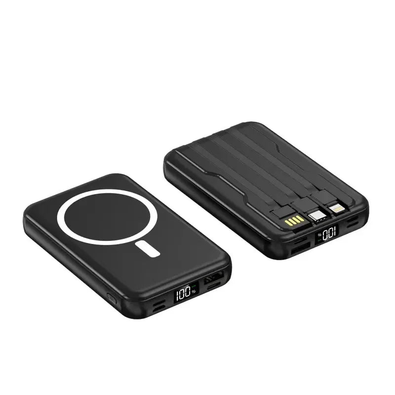 20000mAh 5V Power Bank for Wireless Charging Magnetic Suction Portable Fast Charging Power Bank with Built-in Cable