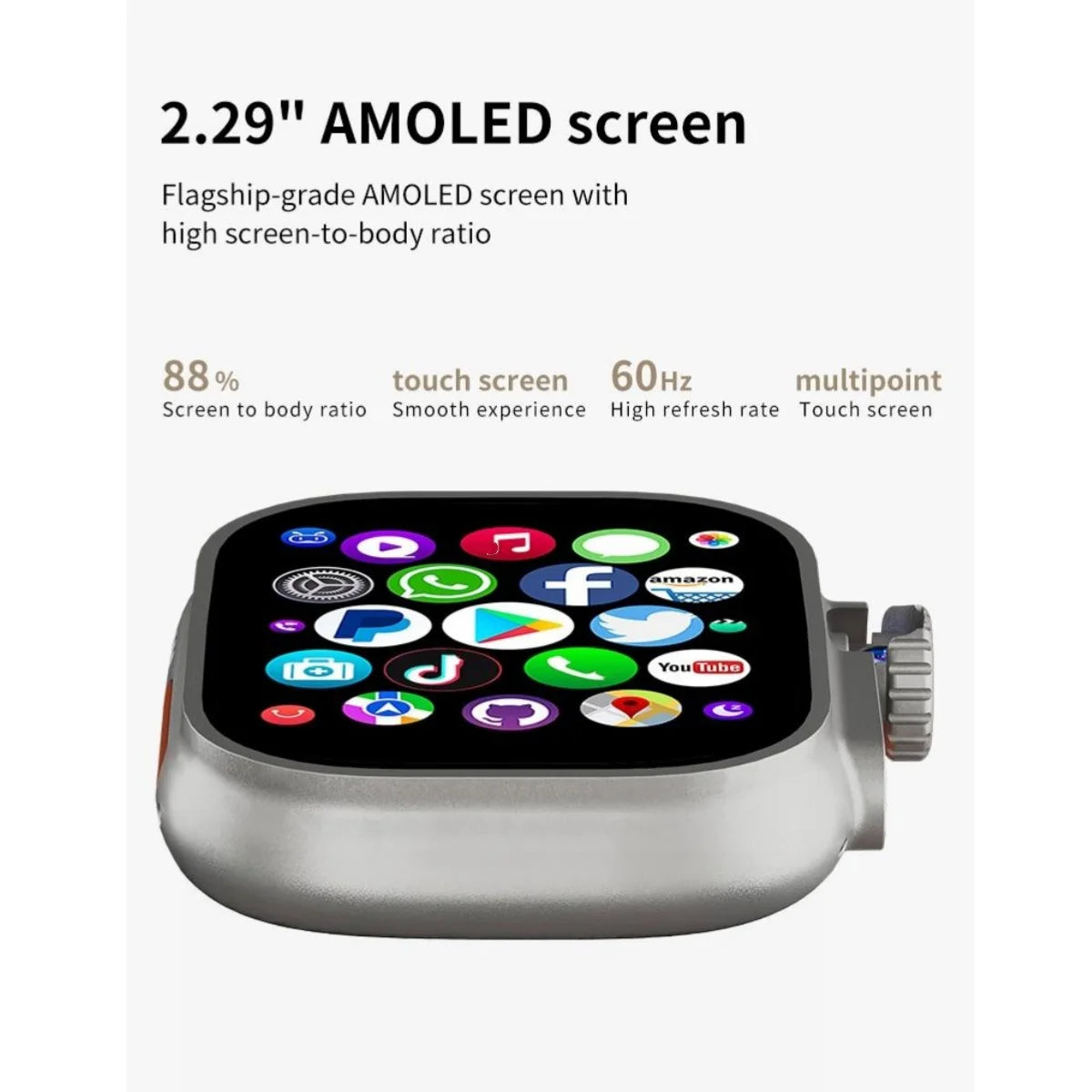 Original DW100 Pro+ Ultra Touch ID Smartwatch with Fingerprint Unlock 2.29'' AMOLED Screen 1580mAh Battery 180° Rotating Camera