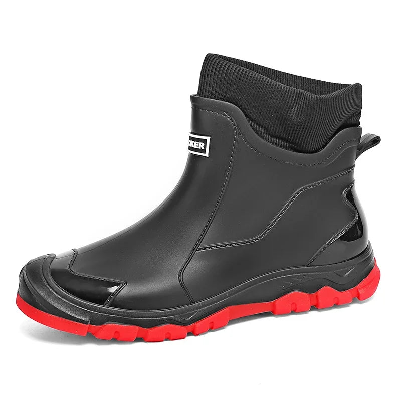 Men Women Winter Waterproof Rain Boots Fleece Warm Snow Sock Cuff Anti Slip Ankle Boots Outdoor Work Garden Shoes Size 36-46