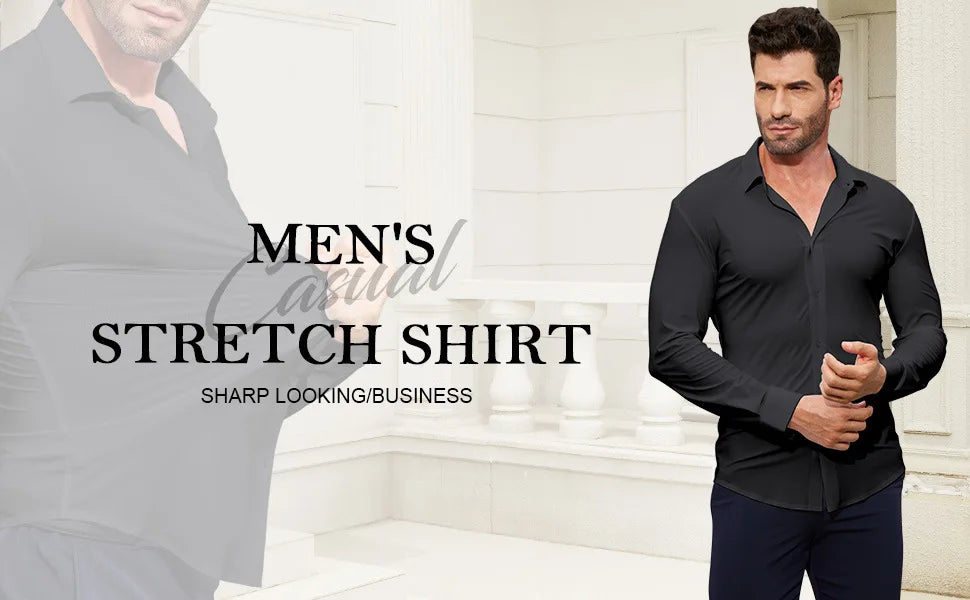 Premium Men's Ultra-Stretch Shirt - High-Quality Business Formal Long-Sleeve Shirt for Social and Casual Wear Spring 2025