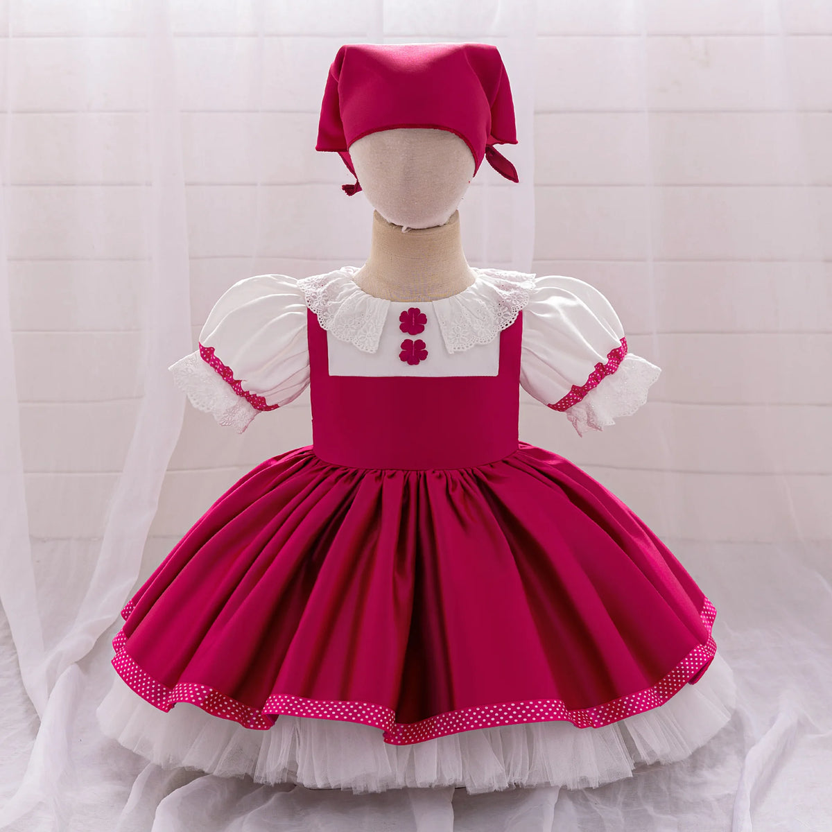 Ma Sha Bear Girls Party Maid Dress 2pcs Toddler Lolita 1st Birthday Wedding Princess Prom Dress Carnival Halloween Kids Clothing