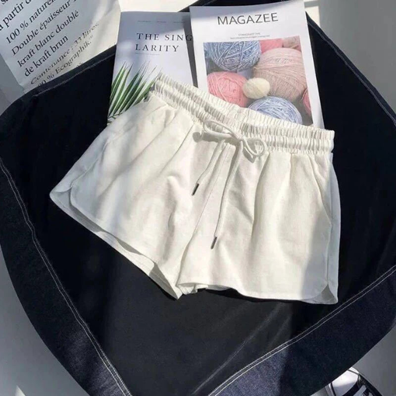 High Waisted Elastic Sports Shorts for Women Loose and Casual Summer New Style Wide Leg Pants Home Sleepwear Trendy