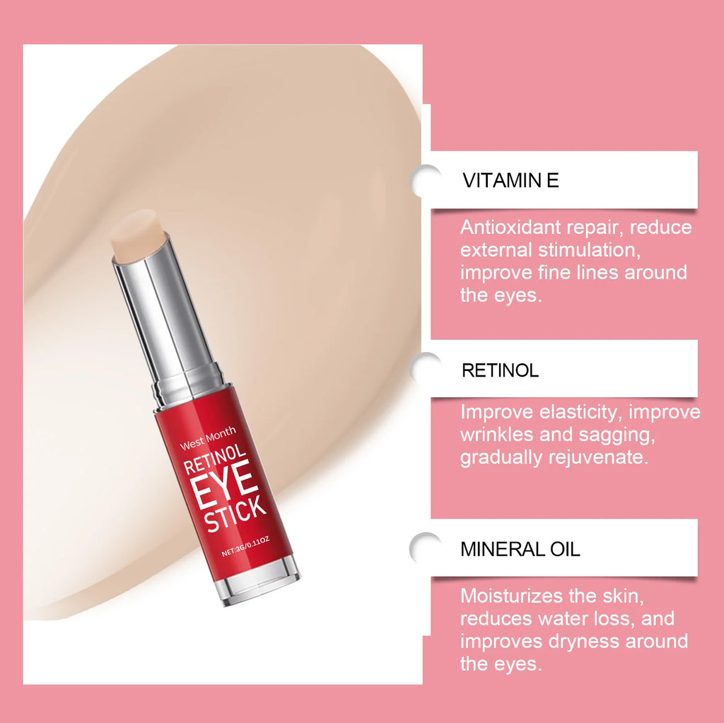 Retinol Eye Cream Stick - Firms and Elasticizes Skin, Moisturizes and Massages to Care for the Eye Area