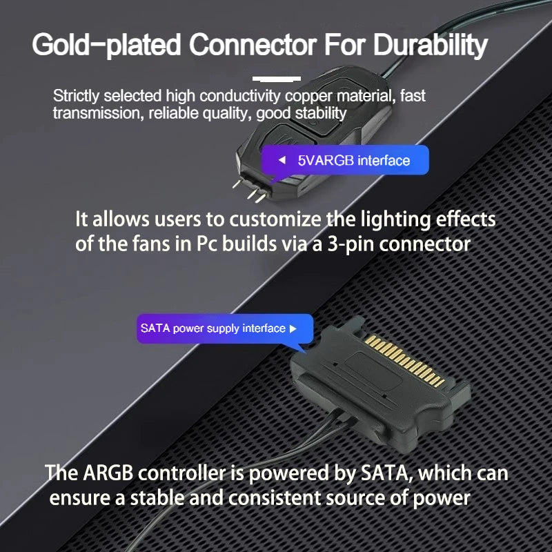 5V 3pin ARGB Controller To SATA Power Supply Mini RGB Controller For Computer Case ARGB Fans, Coolers, LED Stripes, Etc.