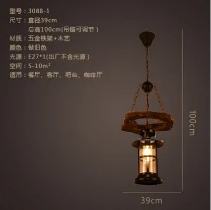 American retro industrial style Ceiling Lamp Wooden Chandelier Industrial Hanging Pendant Restaurant Bar and Home Application