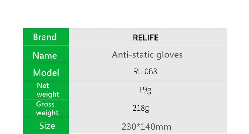 RELIFE RL-063 Anti-Static Gloves for Phone Computer Repair Antiskid ESD Electronic Working Coated Finger Protection Gloves