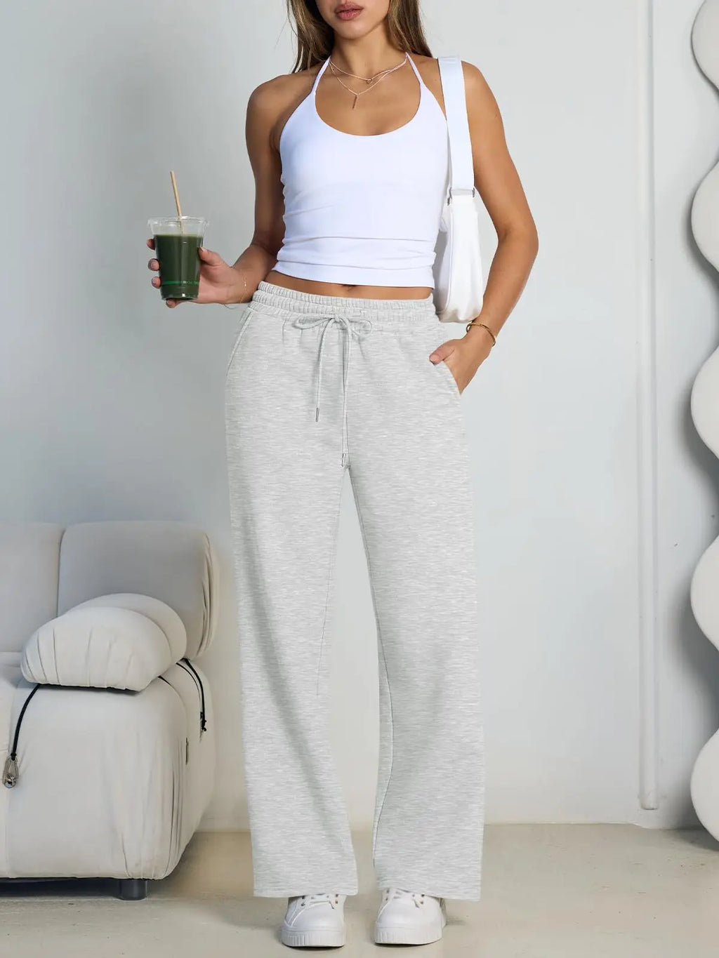 Women Summer Sweatpants 14 Colors Wide Leg Loose Fit Sports Pants Comfortable Drawstring Elastic Waist Casual Streetwear Joggers
