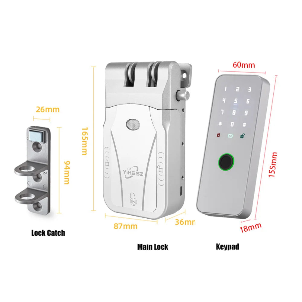 YiHESZ Fingerprint Password Door Lock 433Mhz Remote Control Smart Lock Dual Motor Backup Battery System Deadbolt Lock Wafu 026
