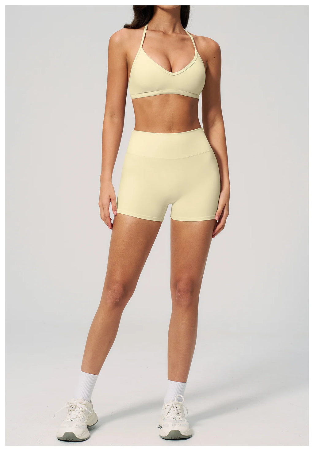 2 Pieces Yoga Set Women Tracksuit Backless Halter Tops High Waist Shorts Gym Suits Fitness Sportswear Workout Sets Athletic Wear