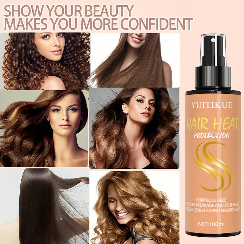 YUITIKUE Hair Thermal Protection Spray 100ml Control Frizz Reduce Breakage Long Last Nourish Before Heat Styling