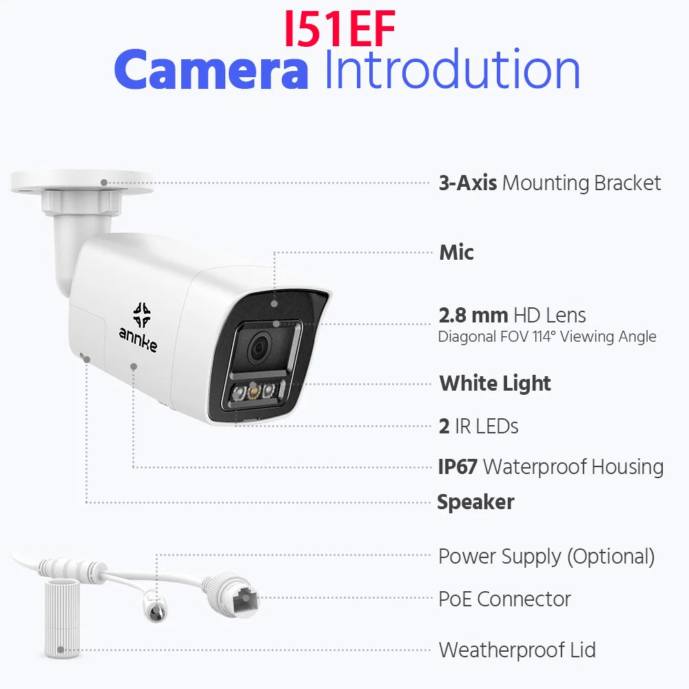 ANNKE 4K Ultra HD POE Video Surveillance System 8CH H.265+ NVR With 12MP Security Cameras CCTV Kit Audio Recording 8MP Ip camera