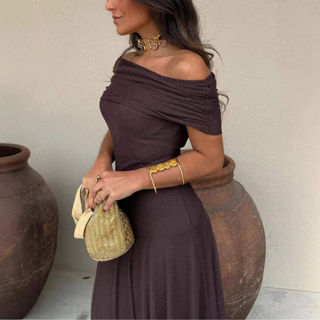 European and American Women's Clothing Tube Top Mesh Stitching Slim Temperament Dress Perspective 2025 Autumn New Models