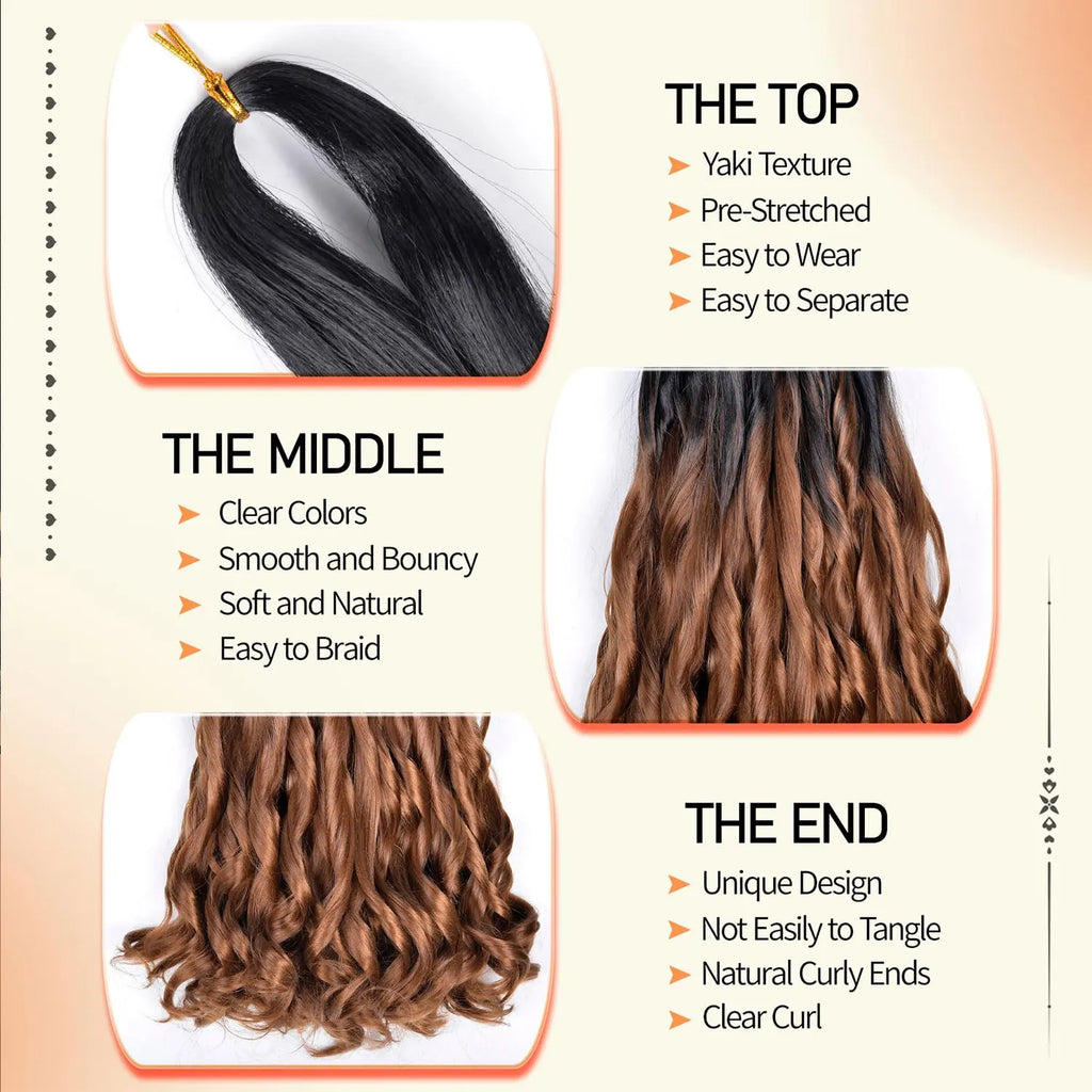 16Inch French Curls Braiding Hair Synthetic Spiral Curls Braids Hair Extensions Pre Stretched Loose Wave Braiding Hair For Women