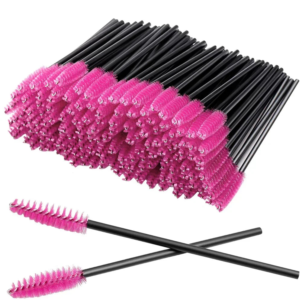 100Pcs Disposable Micro Eyelash Extension Makeup Kit Eyelash Brush Mascara Wands Applicator Spoolers Eyebrow Comb Brushes Lashes