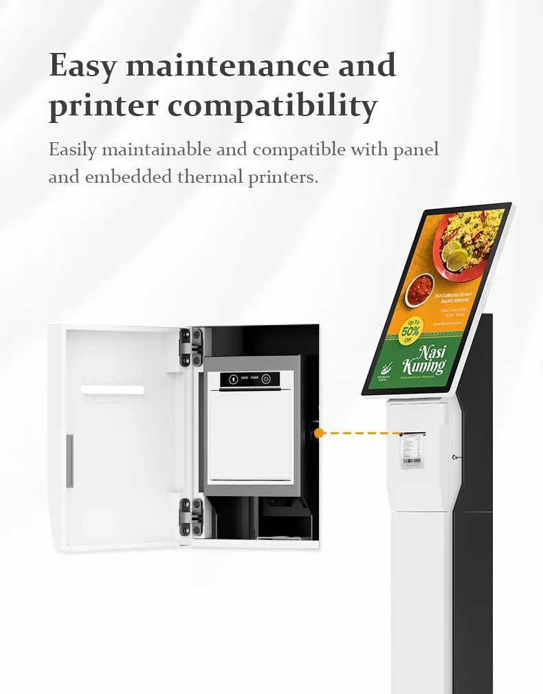2026 Hot Sale Touch Screen Kiosk Self-Service Ordering System with Printer Support POS Machine for Restaurant Payment Kiosk