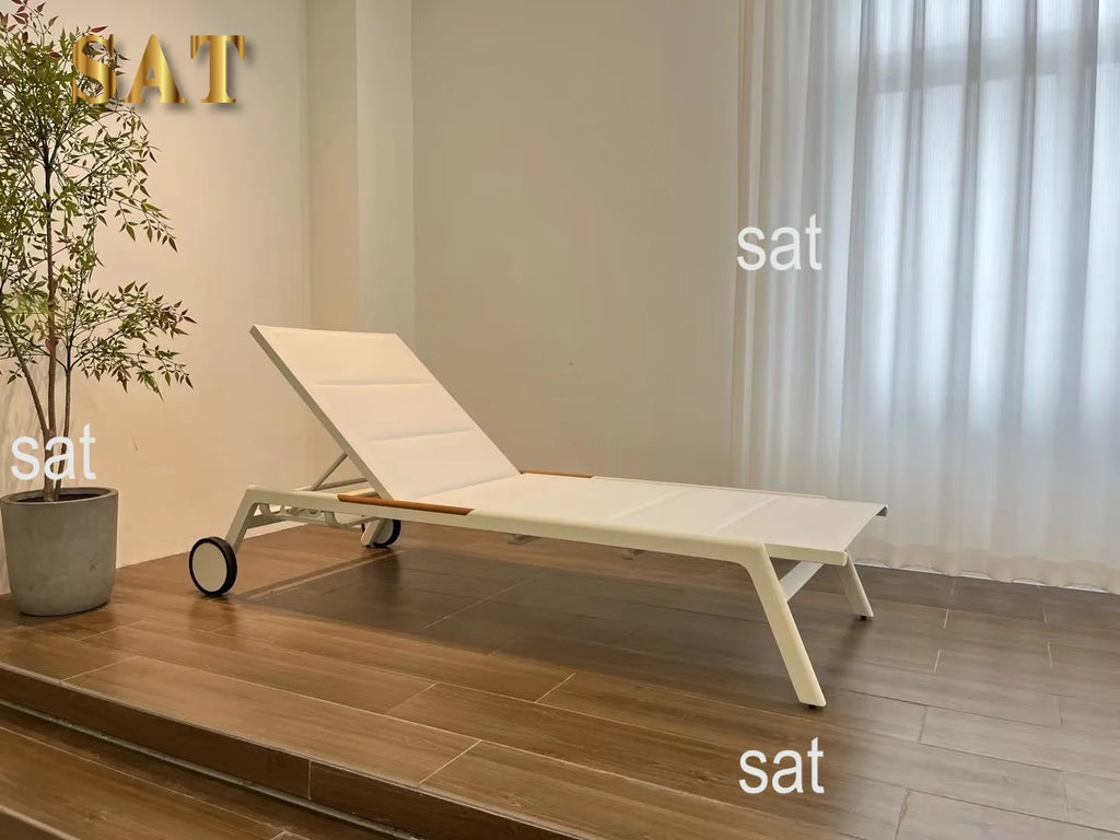 & Modern Outdoor Patio Sun Loungers Villa Portable Beach Pool Lounger Aluminum Sunbed for Hotel Resort