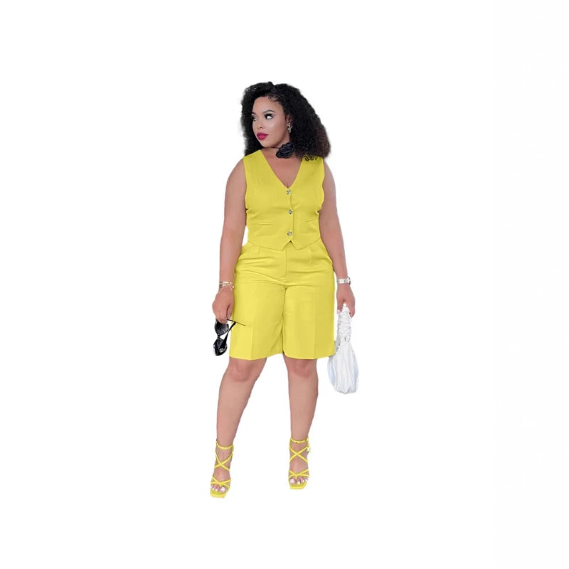 Shorts Pant Set Women Two Piece Sets V Neck Sleeveless Vests Tops Short Pants High Waist Y2k Streetwear Casual Solid 2026