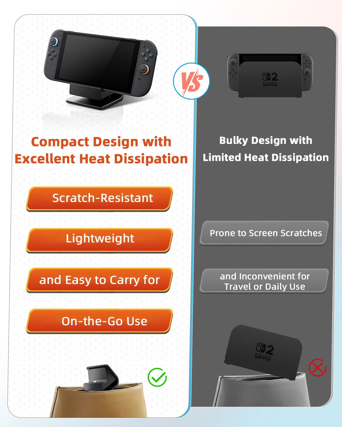 Aolion For Switch 2 Portable Charging Grip Bracket For NS2 Joy-con Controller Handle Charging Dock For Switch 2 Game Accessories
