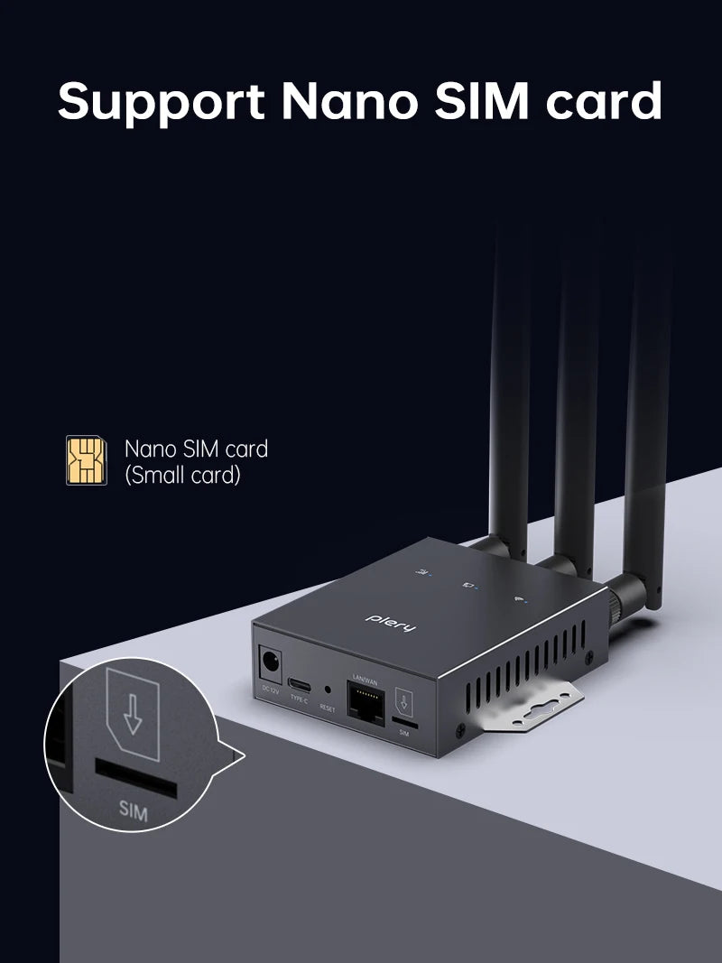 Plery 1200Mbps 4G LTE Cat6 Router 2.4+5.8GHz WiFi5 Wireless 5*Gigabit Ports VPN Support Nano SIM/eSIM Card 4G Routers EU Plug