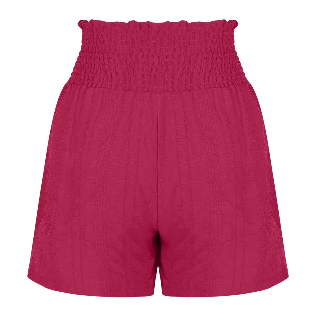 Women Casual High Waist Shorts Skirt Smocked Elastic Drawstring A-Line Flowy Short Skirt Pants Summer Solid Color Beach Skorts