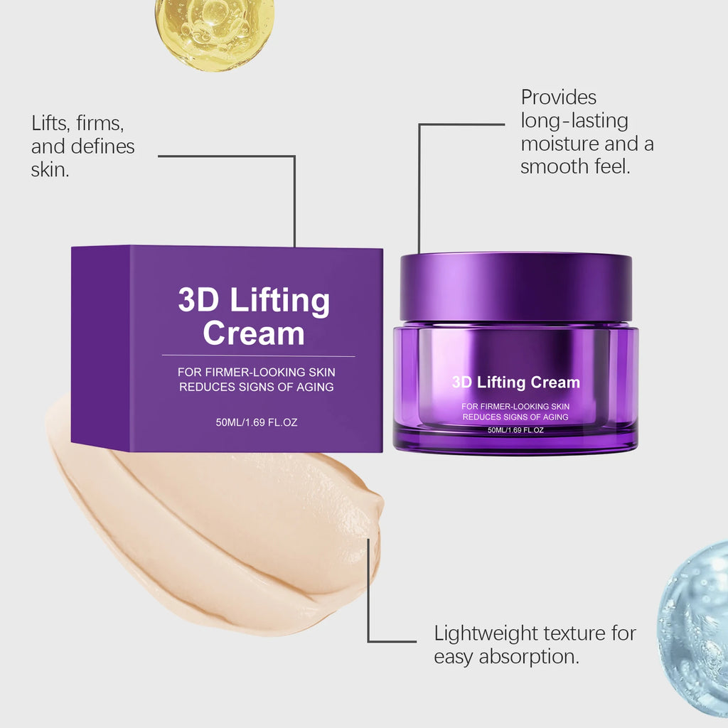3D Face & Neck Lifting Cream Anti-Aging Moisturizer Reduce Wrinkles Smoother Skin Improve Elasticity Korean Skincare Face Cream