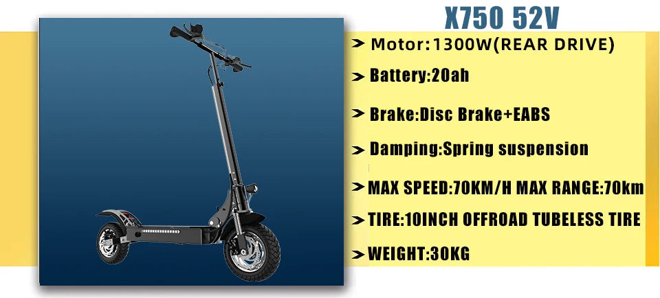 Single/Dual Motor Electric Scooter for Adults Max Speed 85km/h 500-6000W 30-100KM Range Foldable E-Scooter 10inch 11inch Tire