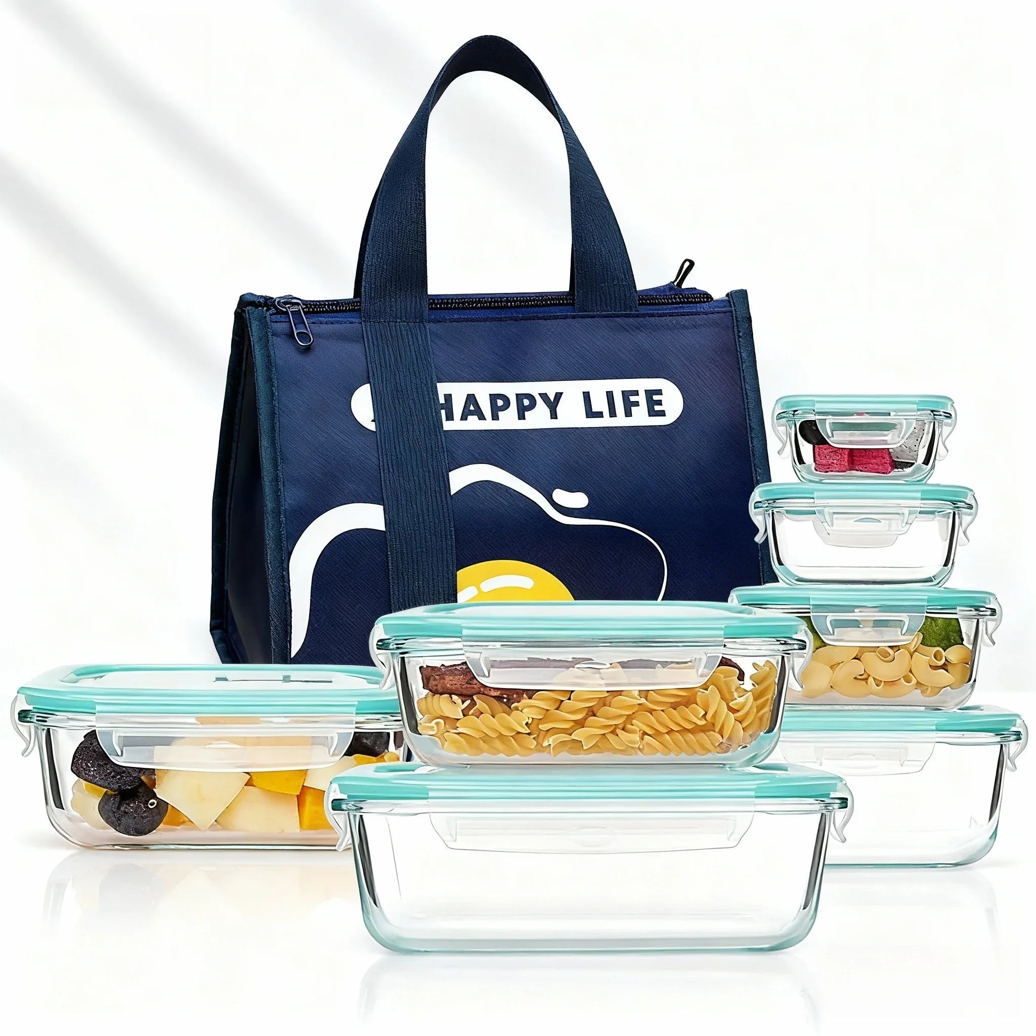 Glass Lunch Bento Box for Adults, Food Storage Containers with Lids Microwave & Dishwasher Safe Meal Prep Container for Office