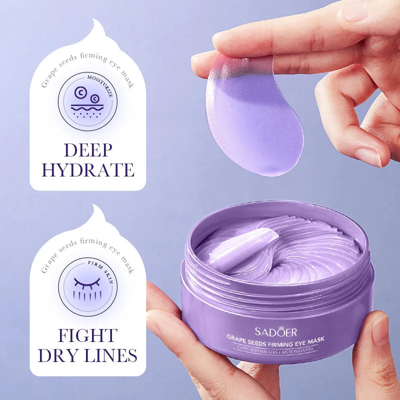 SADOER Grape Eye Mask Anti Wrinkle Dark Circles Removal Eyes Bags Moisturizing Eye Patches Eyes Skin Care 60pcs