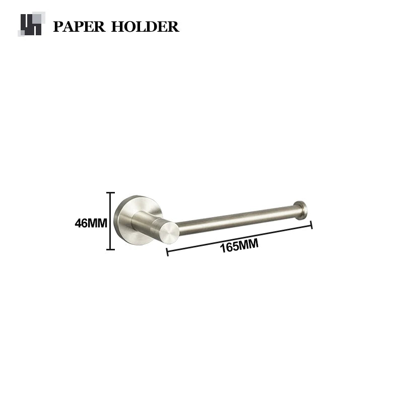Brushed Nickel Wall Mount Stainless Steel Bathroom Hardware Set Towel Bar Towel Ring Paper Holder Robe Hook Bathroom Accessories