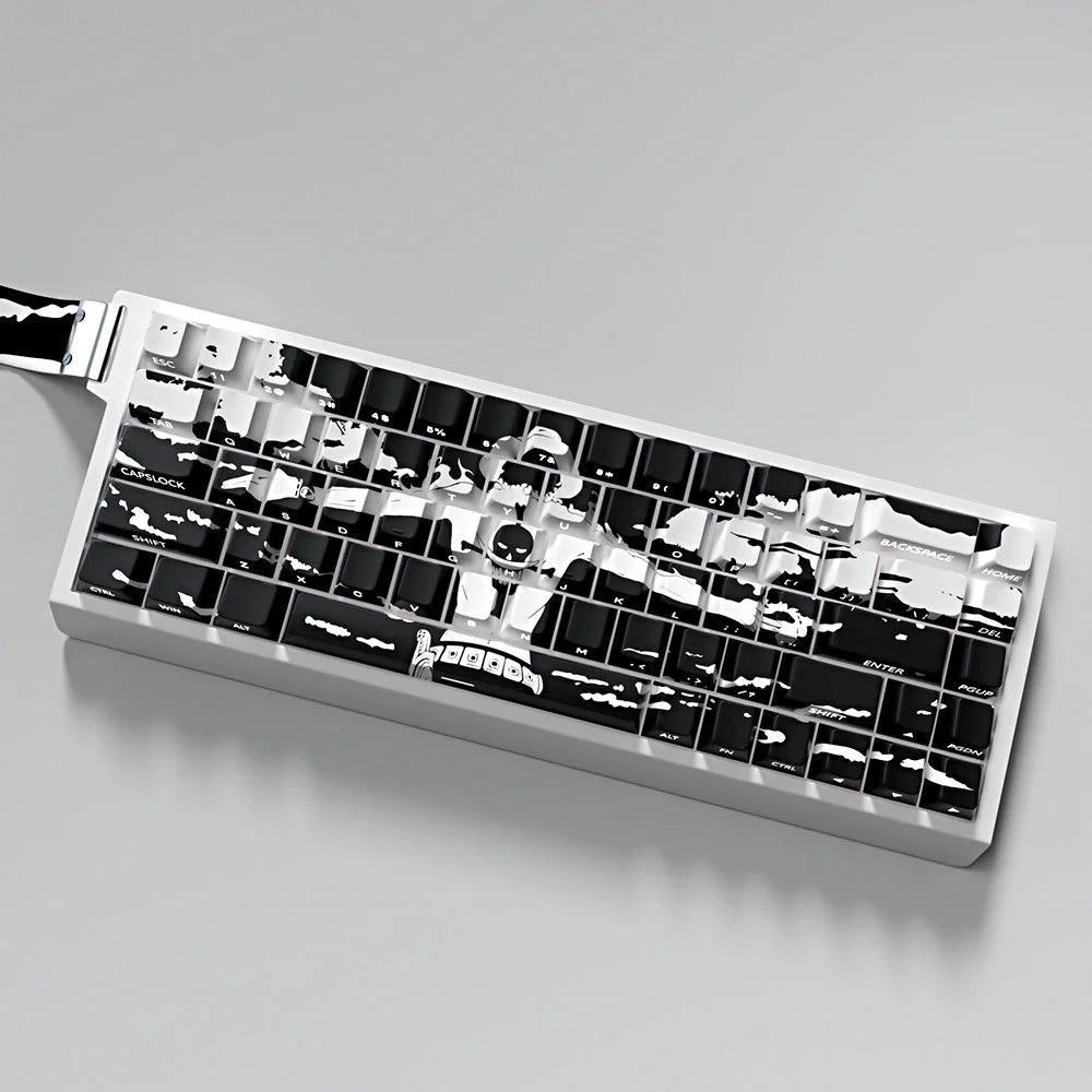 73 Keys Ace Keycaps Anime Key Cap Set Cherry PBT Engraved Side Light Transmission 74 Keys for Mechanical Keyboard 61/65/68