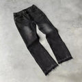 Y2K Trendy Retro Men Womens Black Ripped and Distressed Jeans Street Casual Loose Jeans Harajuku Hip Hop Frayed Hem Gothic Jeans